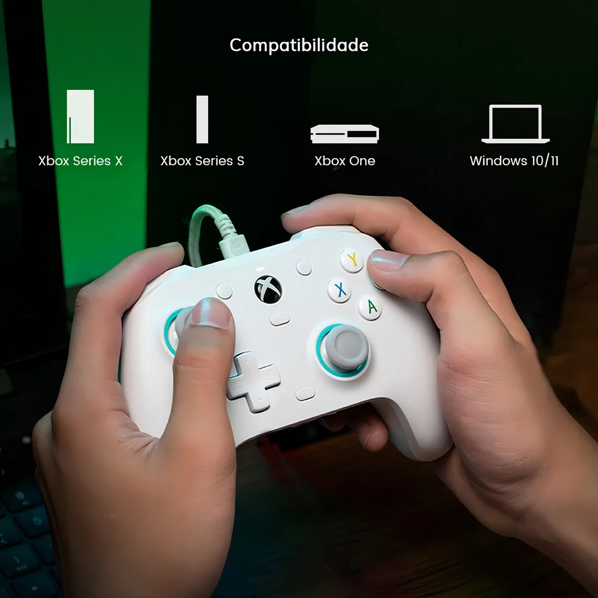 Controle GameSir G7 SE com Fio para Xbox One Series S X PC Hall Effect Botões Mecânicos Cor Branco