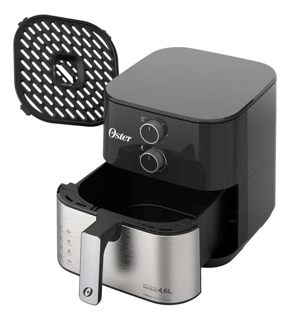 Fritadeira elétrica Oster Ofrt520 inox compact de 4 6L e 1500W de potência novo angulo