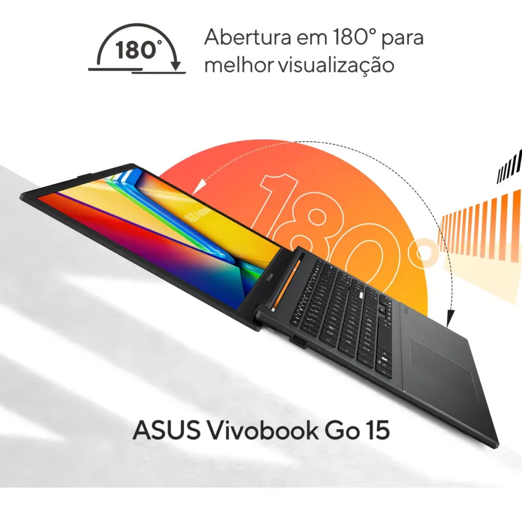 Notebook ASUS Vivobook Go 15 E1504 AMD RYZEN 5 7520U 2 8 GHz 8GB Ram 256GB SSD Windows 11 Home Tela 15 6 FHD Black E1504FA NJ825W Abertura