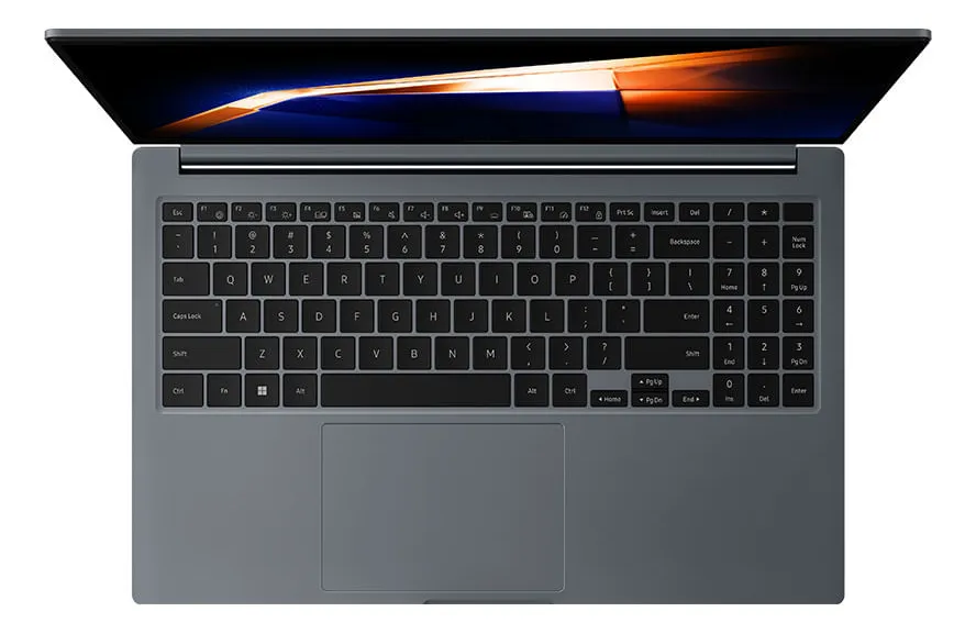 Notebook Samsung Galaxy Book4 Intel Core 15 1ponto3Ghz até 4 ponto 66Hz visão de cima