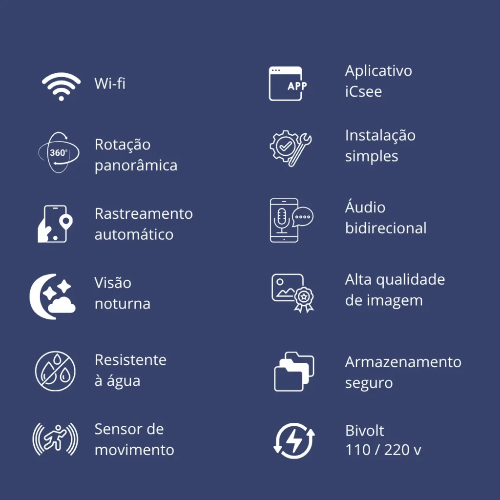 Câmera Ip A8 App Icsee Infravermelho Prova D água Externa Wifi Hd 3 Cor Branco especifcações