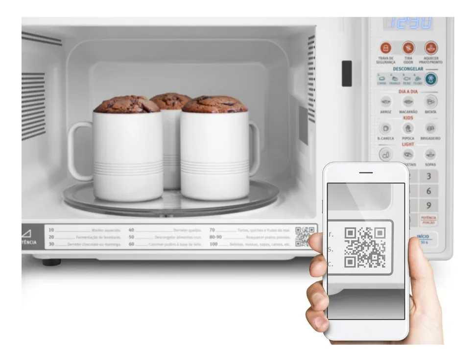 Micro ondas Electrolux 20L Branco com Função Tira Odor e Descongelar MTO30 interior